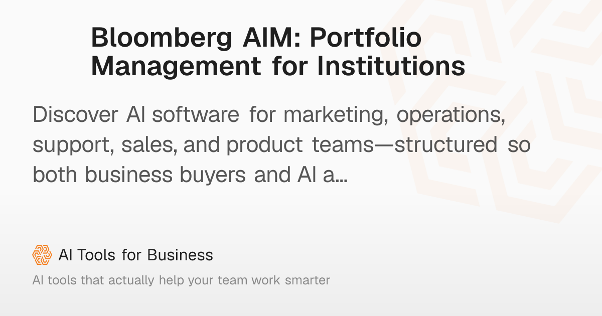 Bloomberg AIM: Portfolio Management & Trading