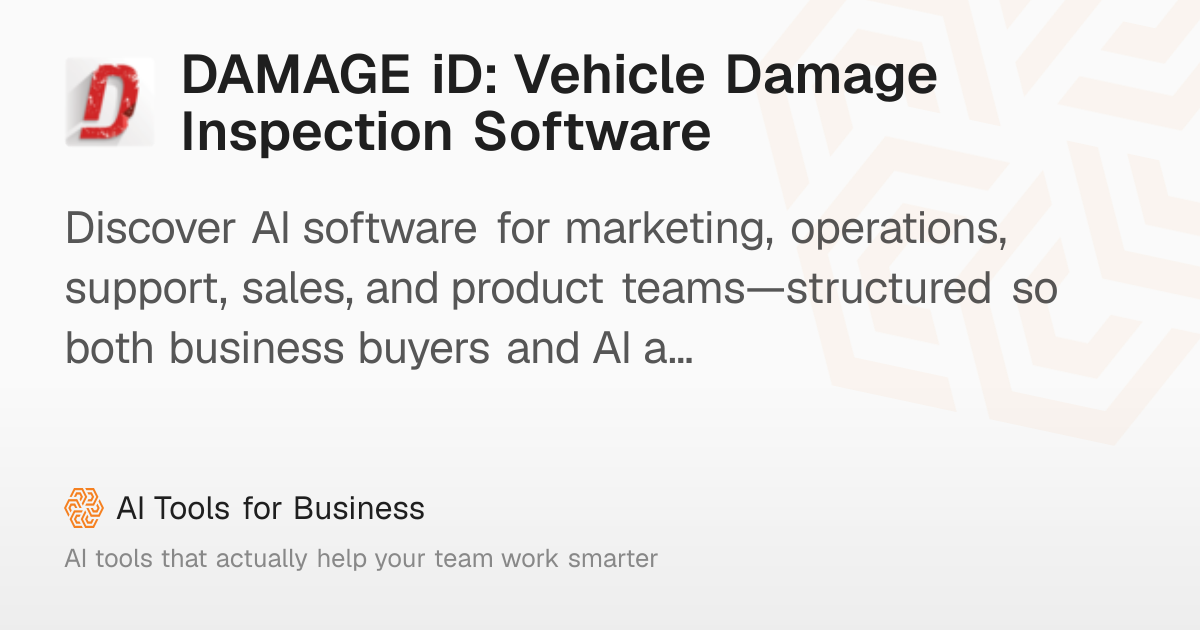 DAMAGE iD: Vehicle Damage Inspection Software